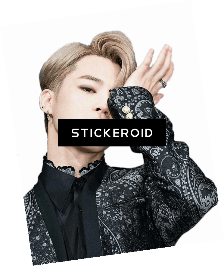 Jimin Black Paisley Outfit PNG Image