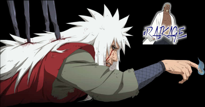 Jiraiya Final Moment Naruto Anime PNG Image