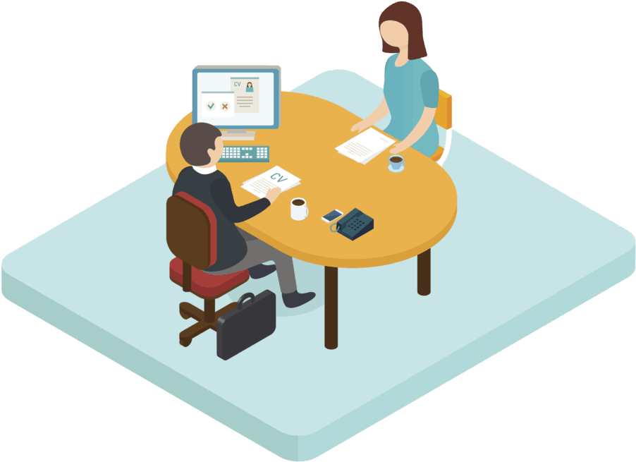 Job Interview Isometric Illustration PNG Image