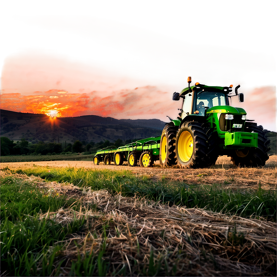 John Deere Tractor At Sunset Png Yfc PNG Image