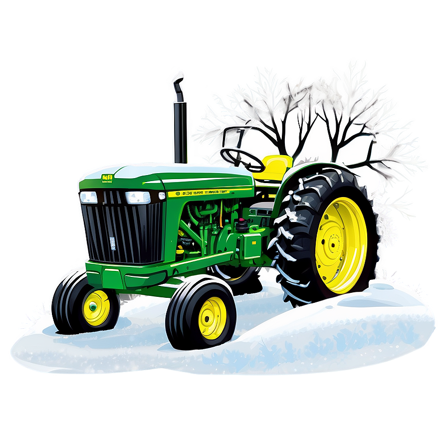 John Deere Tractor In Winter Scene Png Qyw PNG Image