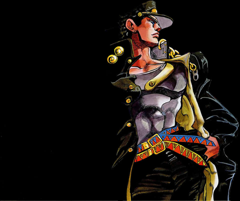 Jotaro Kujo Stylized Artwork PNG Image