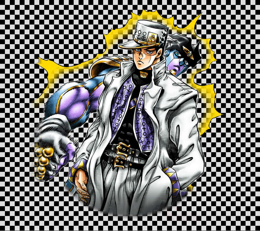 Jotaroand Star Platinum Illustration PNG Image