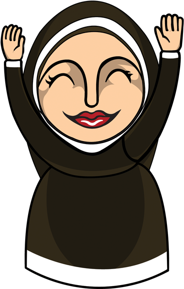 Joyful Cartoon Nun PNG Image