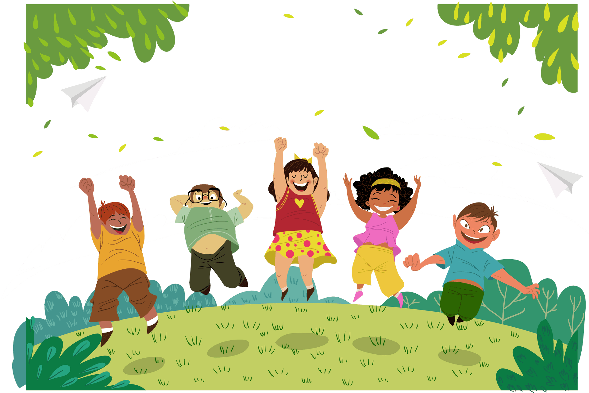 Joyful Children Playing Outdoors PNG Image