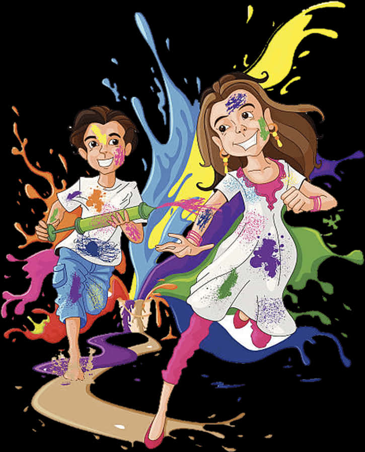 Joyful Holi Celebration Animated PNG Image