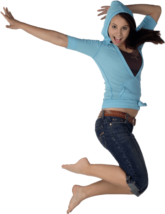 Joyful Jump Blue Hoodie PNG Image