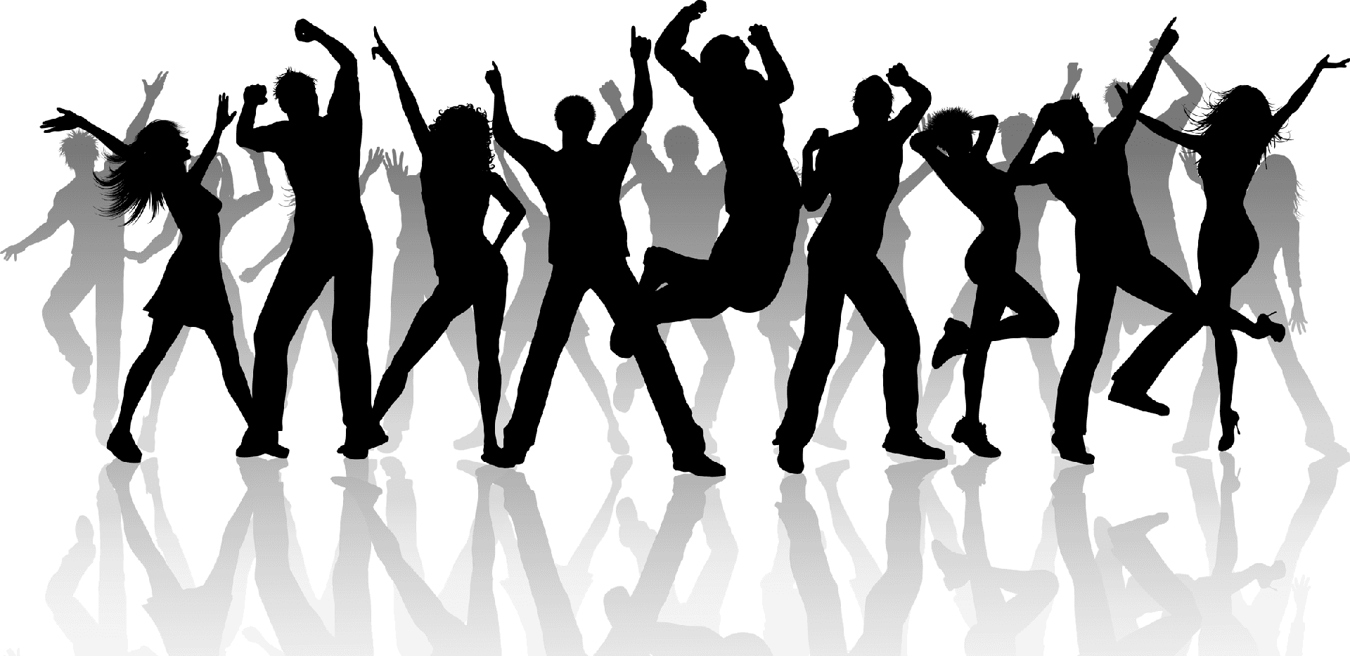 Joyful Silhouettes Jumping PNG Image