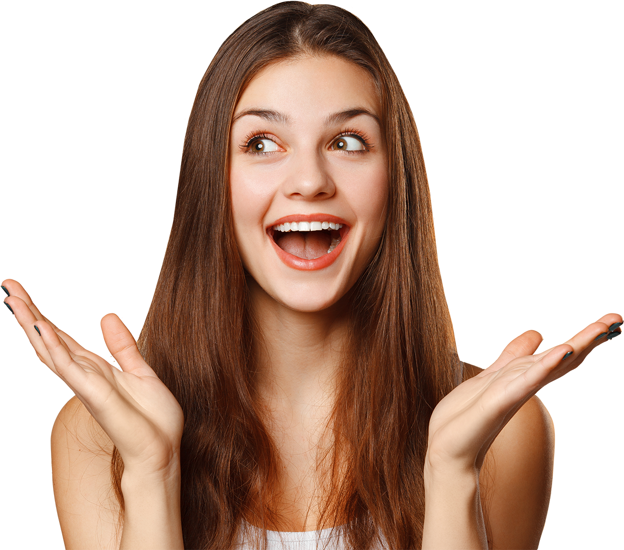 Joyful Surprise Expression Woman PNG Image