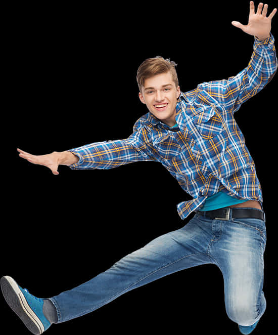 Joyful Young Man Jumping PNG Image