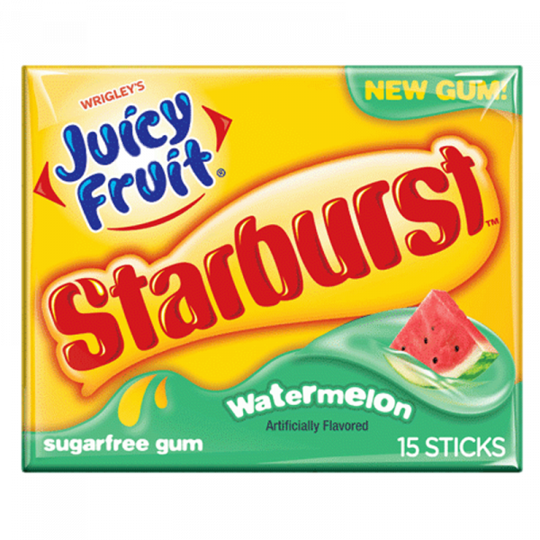 Juicy Fruit Starburst Watermelon Gum Package PNG Image