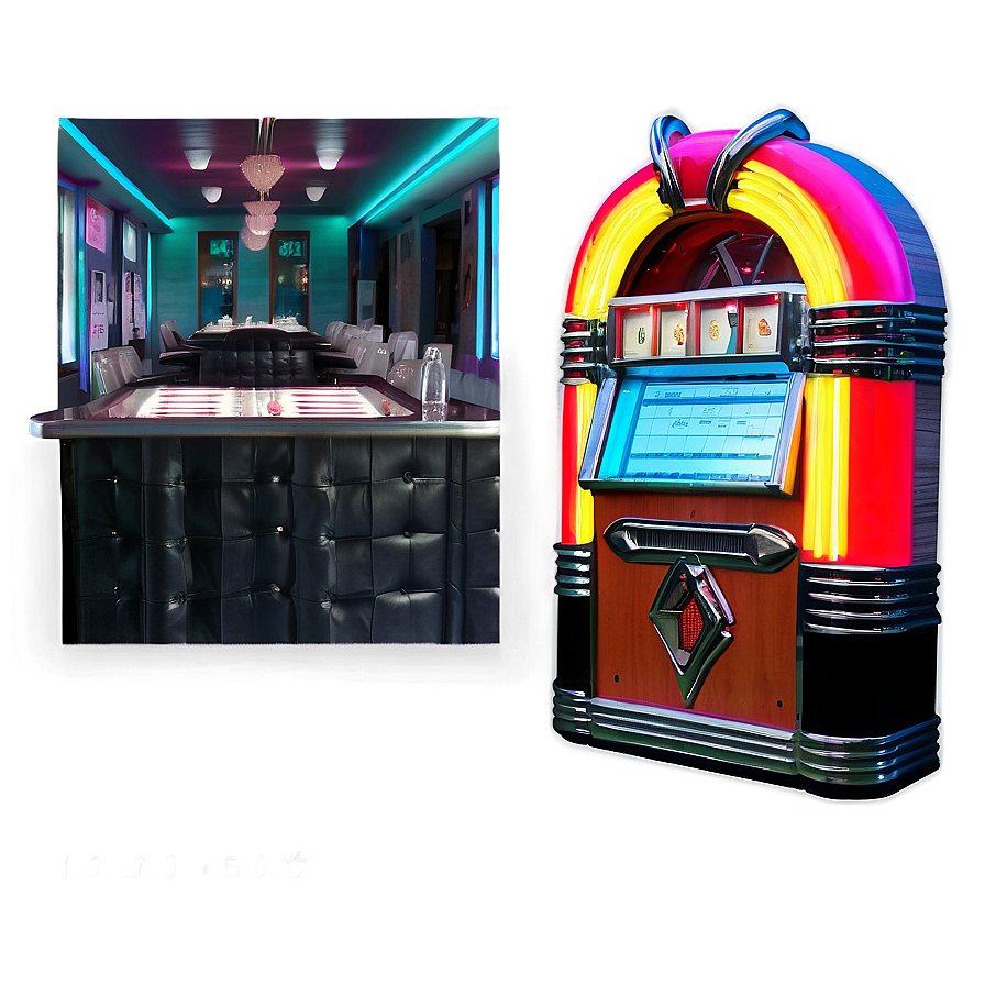 Jukebox In Neon Diner Png Tsf59 PNG Image