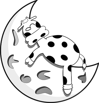 Jumping Cow Over Moon Illustration PNG Image