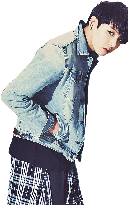 Jungkook Denim Jacket Pose PNG Image