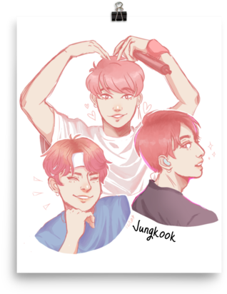 Jungkook Fanart Triptych PNG Image