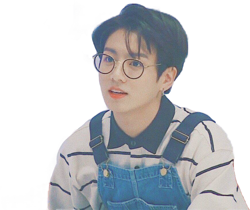 Jungkookin Glassesand Denim Overalls PNG Image