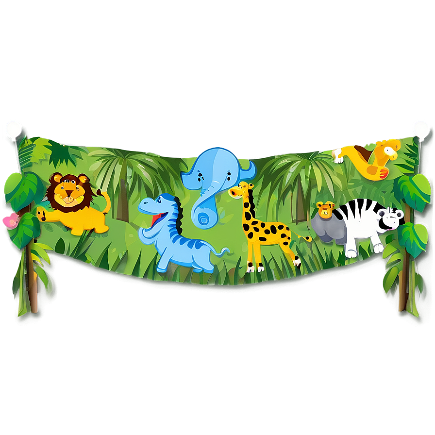 Jungle Safari Birthday Banner Png 06122024 PNG Image