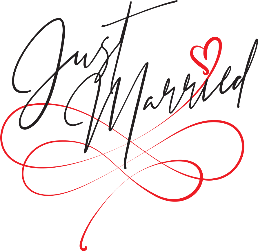 Just Married Calligraphy Heart Swirl PNG Image