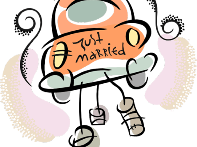 Just Married Car Cartoon PNG Image