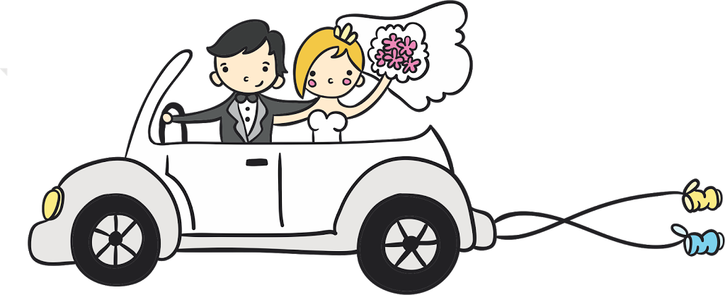 Just Married Couple Car Celebration PNG Image