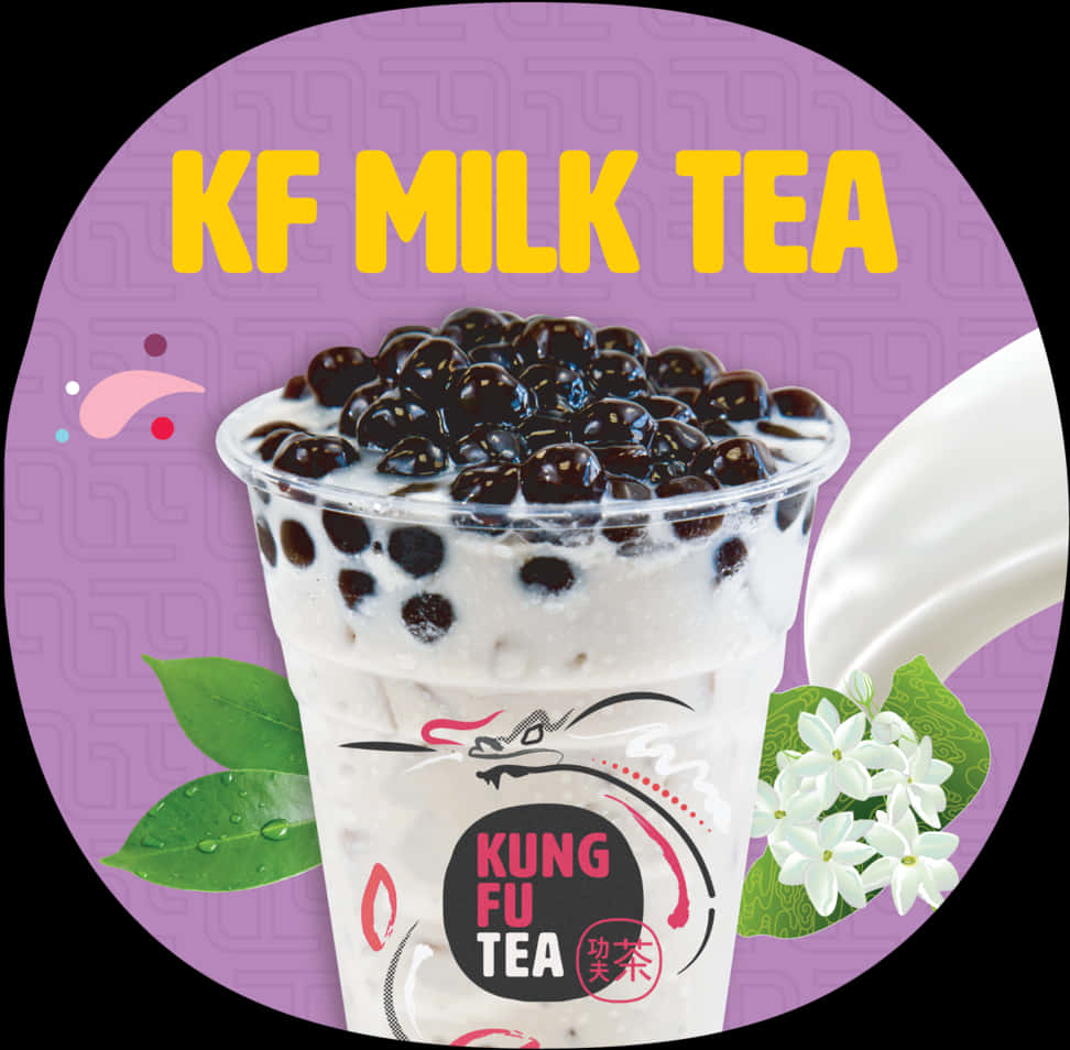 K F Milk Tea Bubble Tea Advertisement PNG Image