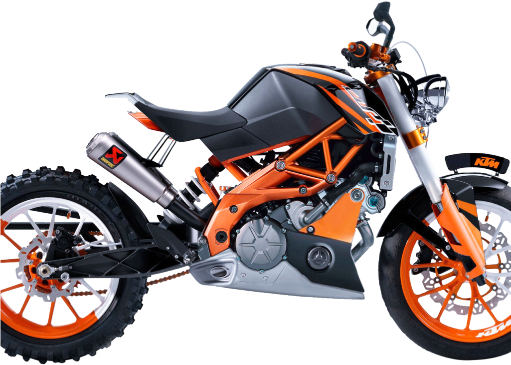 K T M Motorcycle Orangeand Black PNG Image