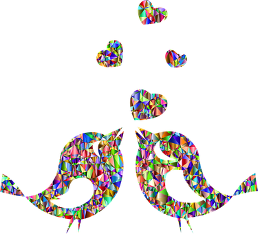 Kaleidoscopic Love Birds PNG Image