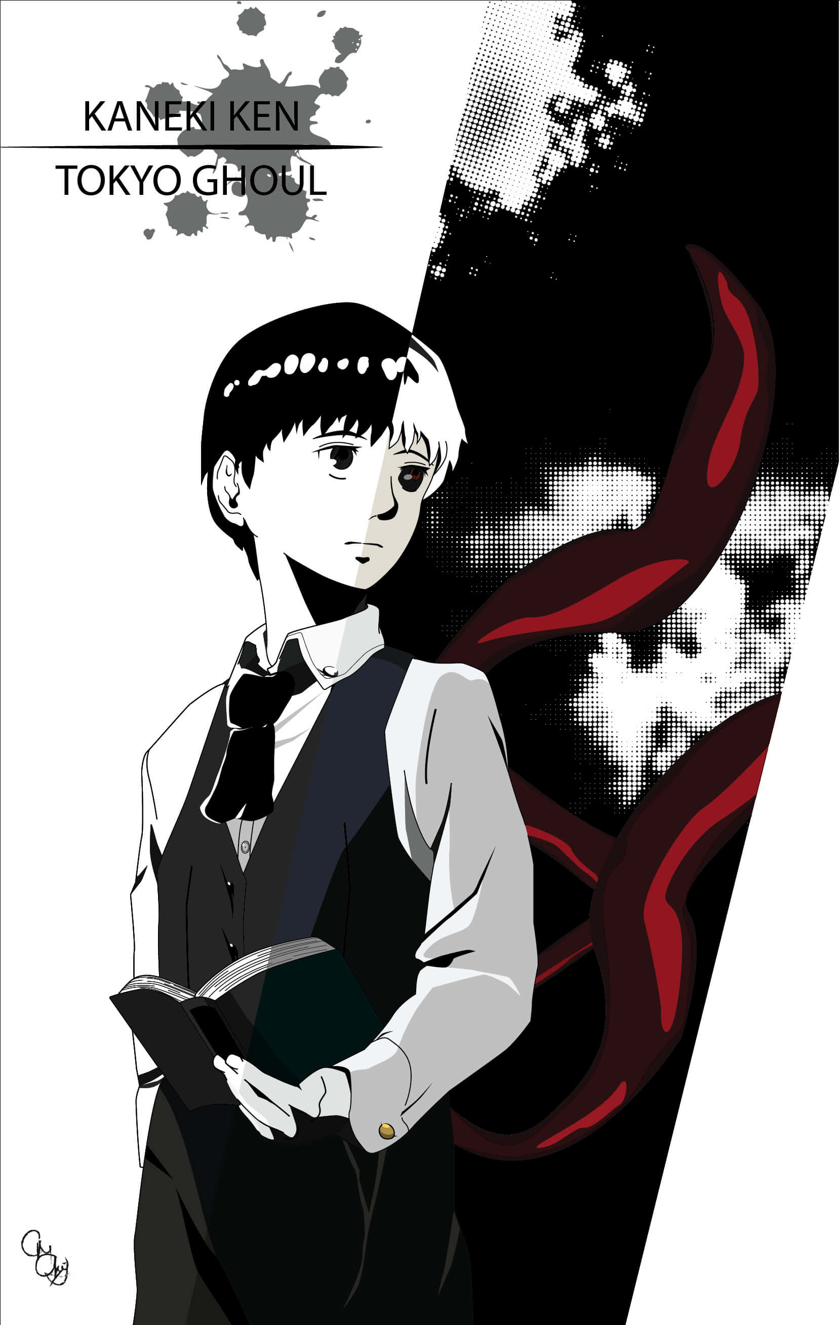 Kaneki Ken Tokyo Ghoul Artwork PNG Image