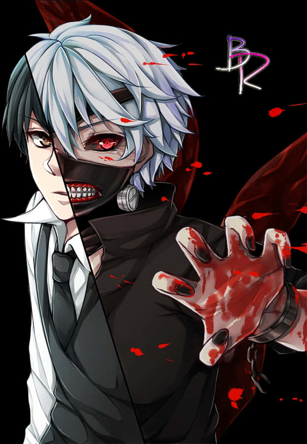 Kaneki Ken Transformed Anime Artwork PNG Image