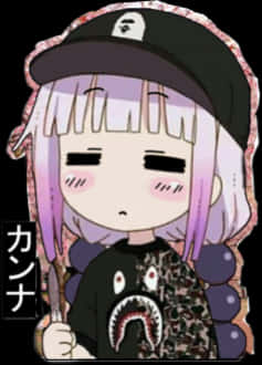 Kanna_ Camouflage_ Cap_ Anime_ Character PNG Image