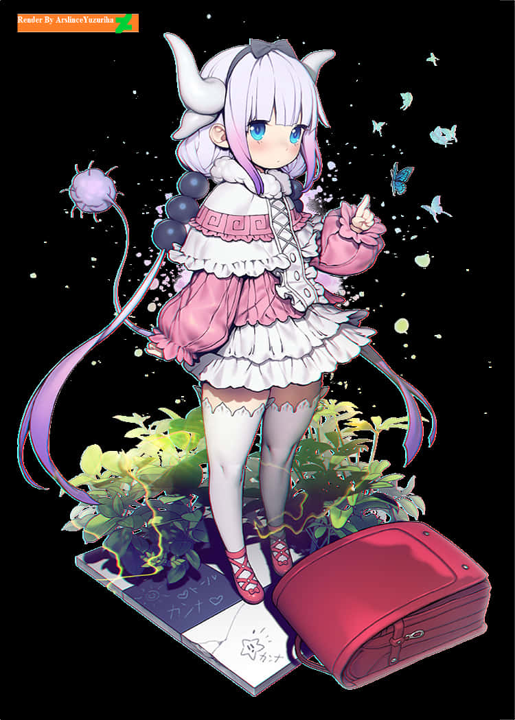 Kanna Kamui Anime Character Art PNG Image