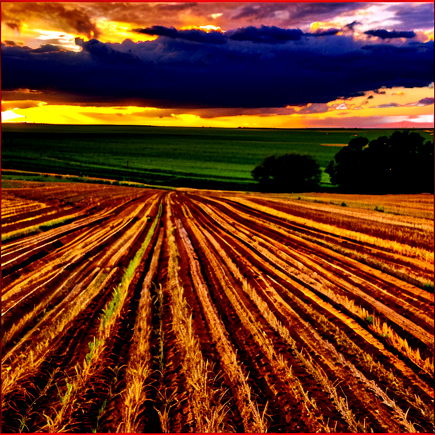 Kansas Sunset Over Farmland Png 06202024 PNG Image