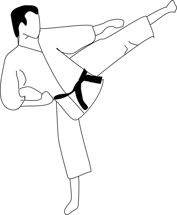 Karate Kick Coloring Page PNG Image