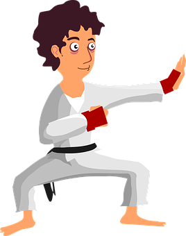 Karate Practitioner Cartoon PNG Image