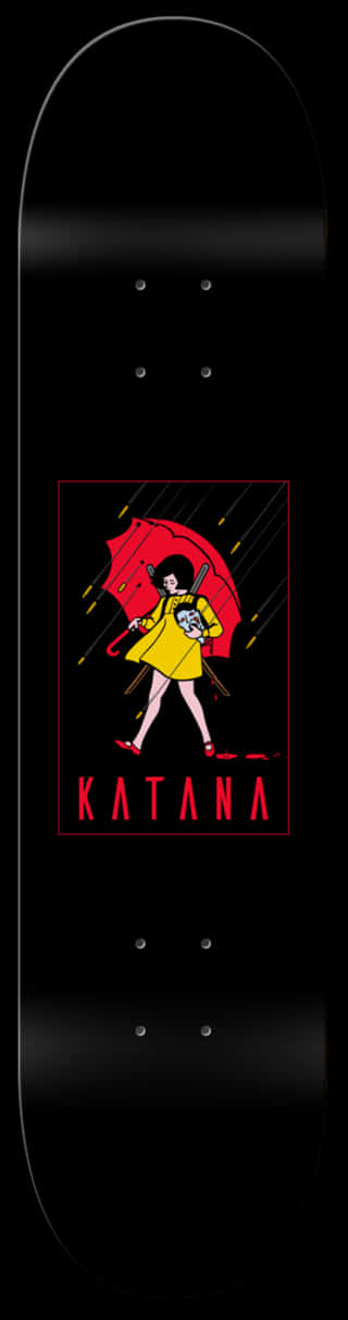 Katana Skateboard Deck Design PNG Image