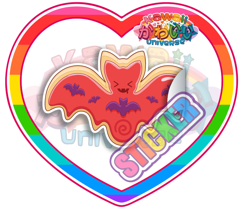 Kawaii Bat Sticker Design PNG Image