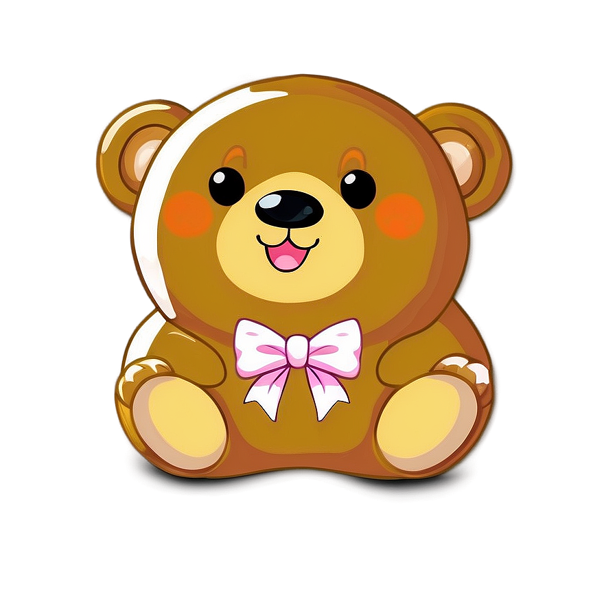 Kawaii Bear With Bow Png Edw81 PNG Image