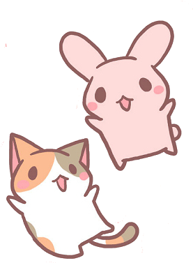 Kawaii Catand Bunny Friends.png PNG Image