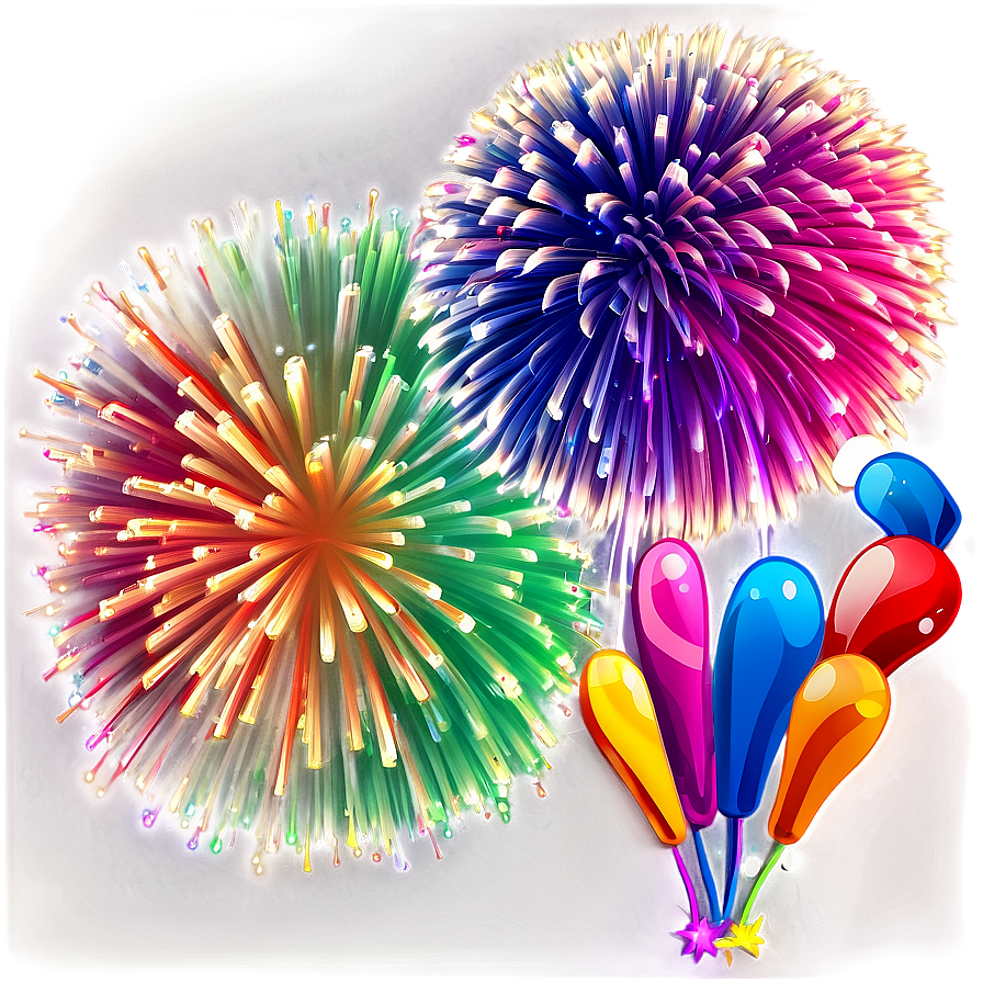 Kawaii Fireworks Display Png Qmw PNG Image