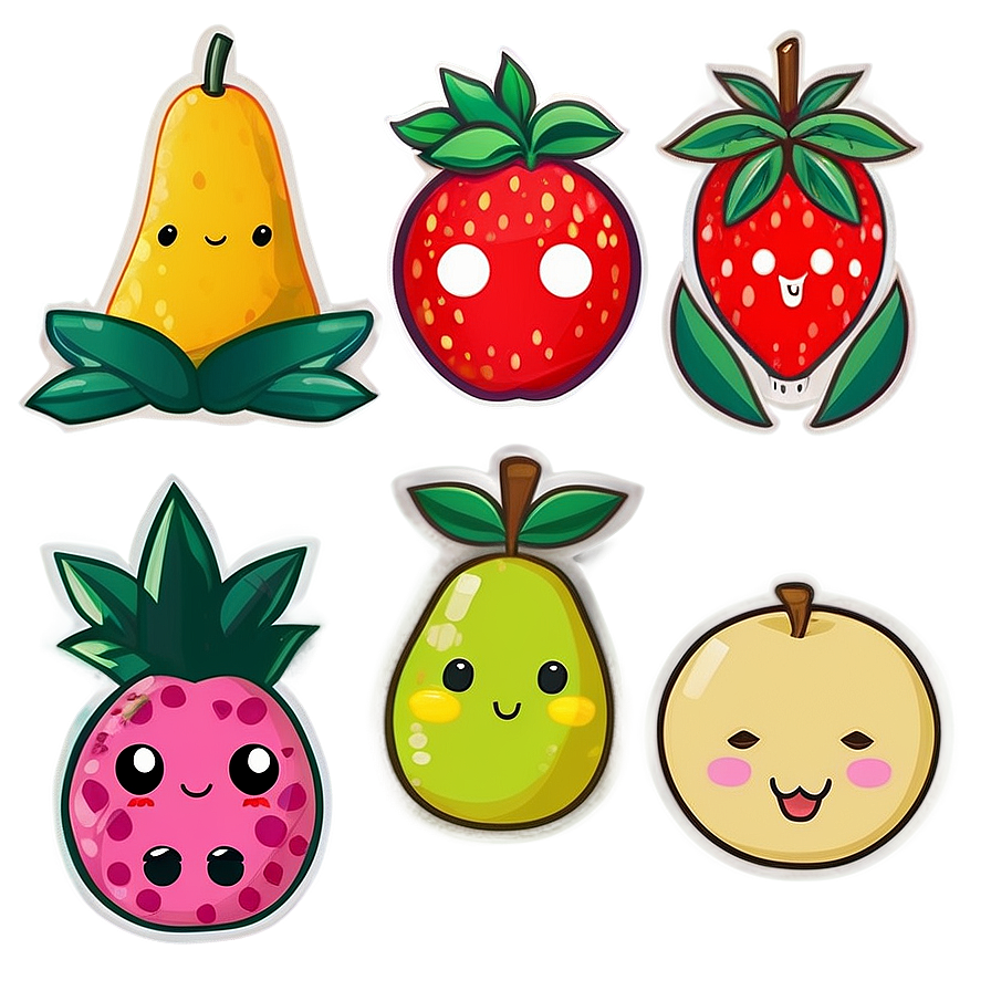 Kawaii Fruit Collection Png Irf PNG Image