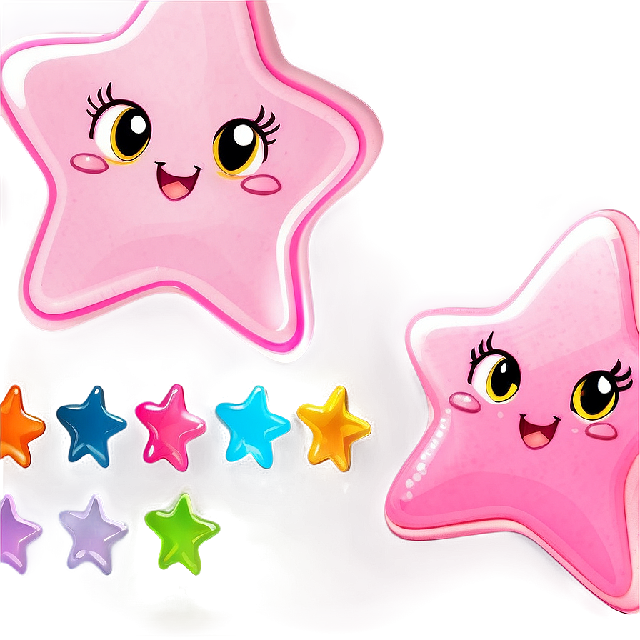 Kawaii Pink Stars Png 06122024 PNG Image