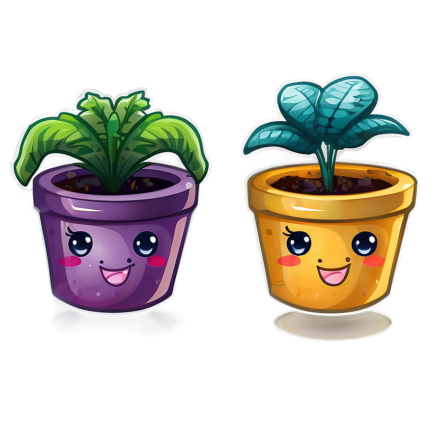 Kawaii Potted Plants Png Qri PNG Image