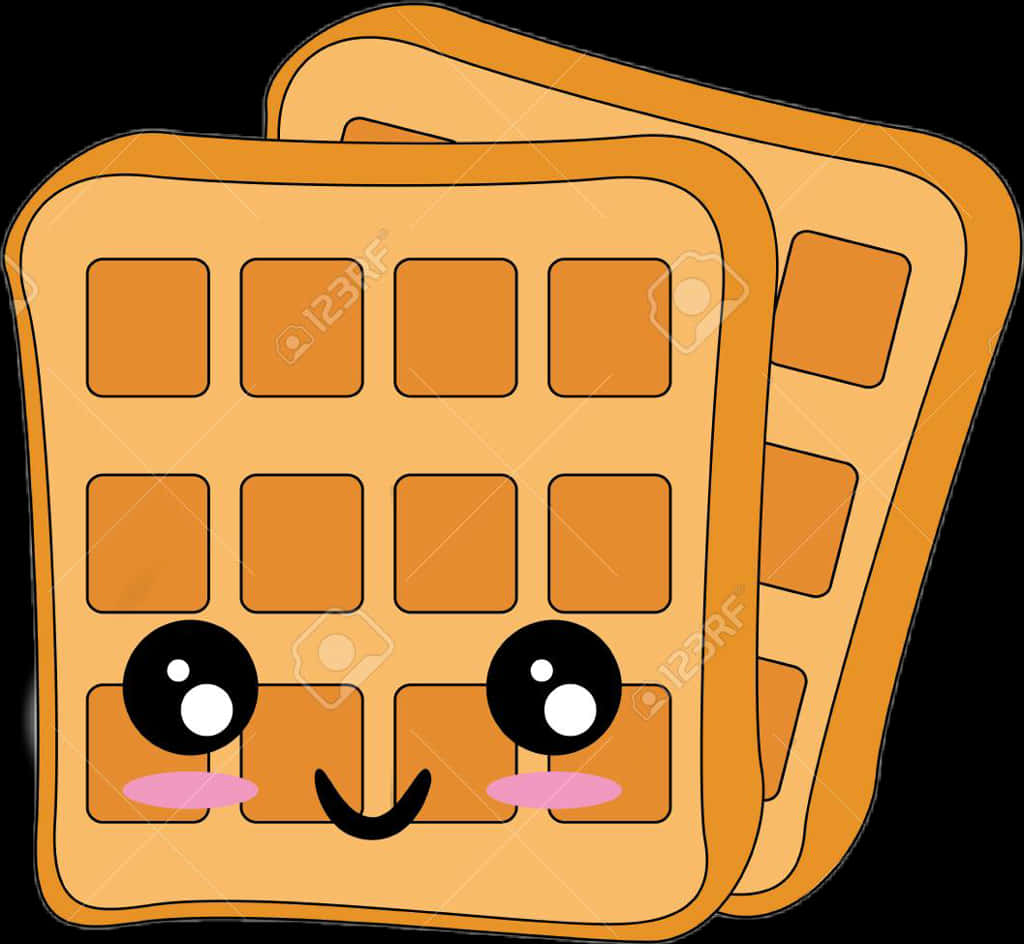 Kawaii Waffles Character PNG Image