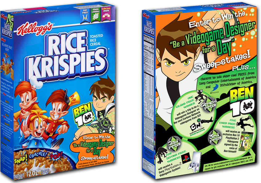 Kelloggs Rice Krispies Ben10 Sweepstakes Cereal Box PNG Image