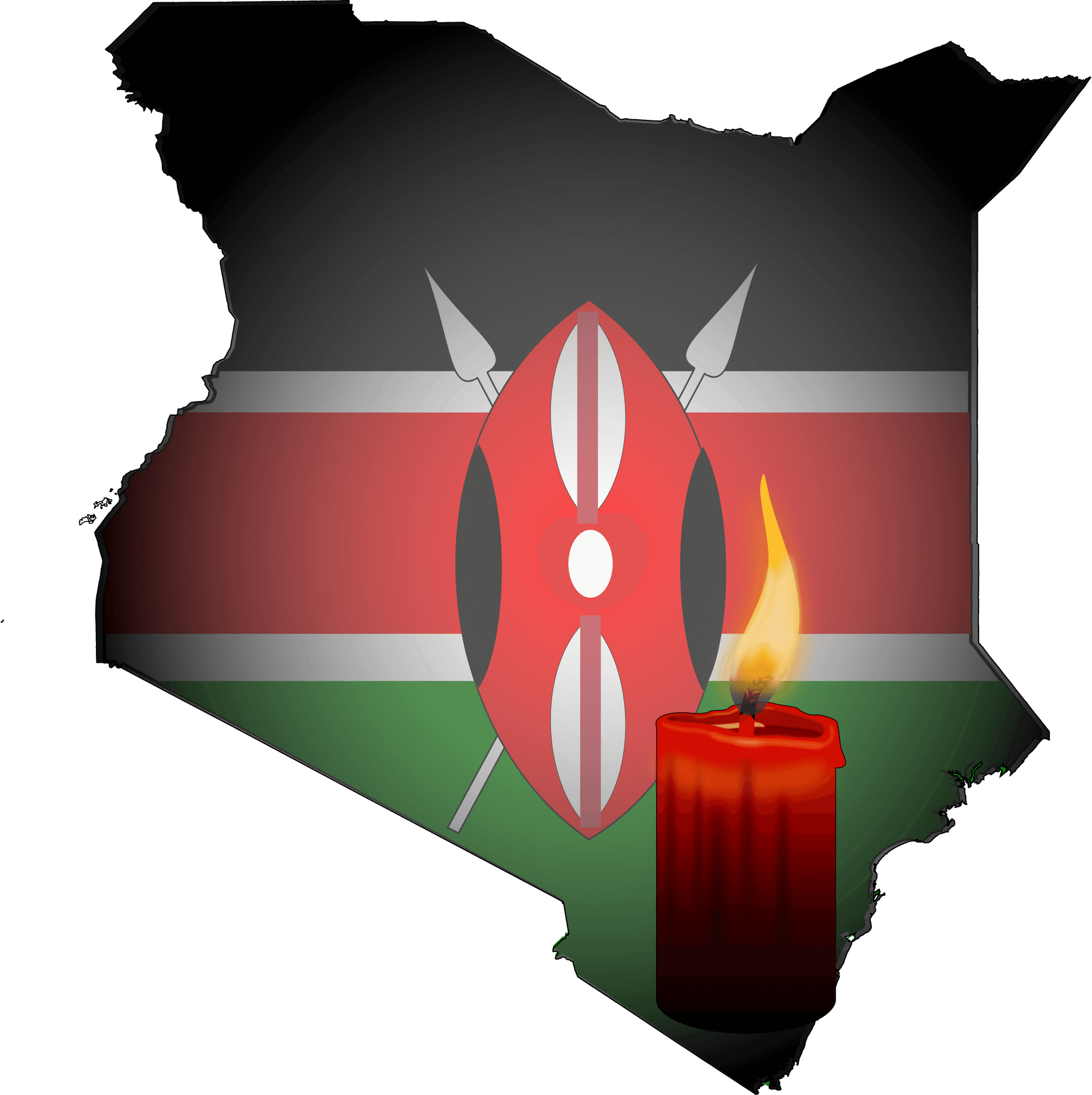 Kenya Mapwith Flagand Candle PNG Image