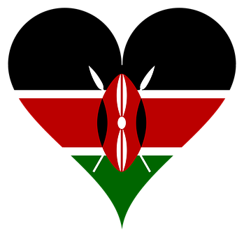 Kenyan Flag Heart Shaped Design PNG Image