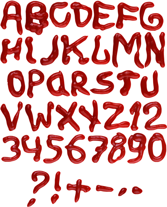 Ketchup Alphabetand Numbers PNG Image