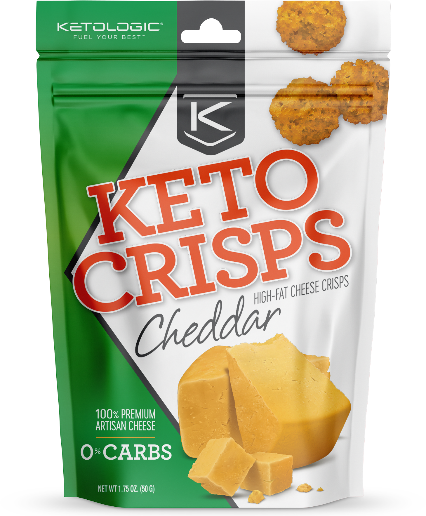 Keto Logic Cheddar Cheese Crisps Snack Packaging PNG Image