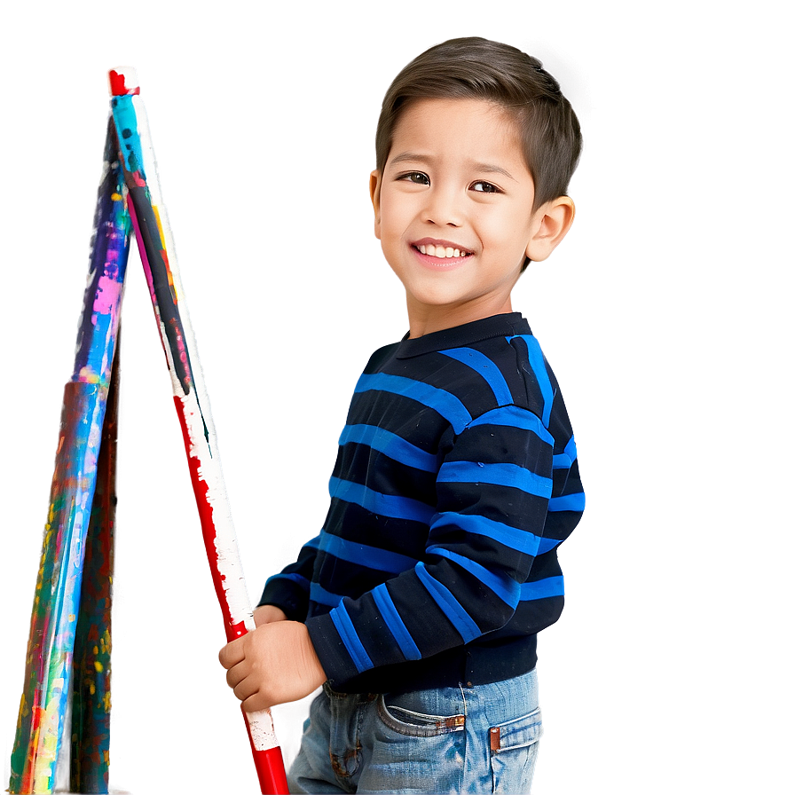 Kid With Paintbrush Png Ebx PNG Image