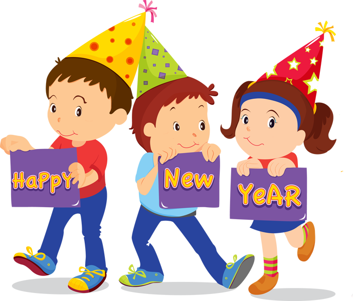 Kids Celebrating New Year PNG Image